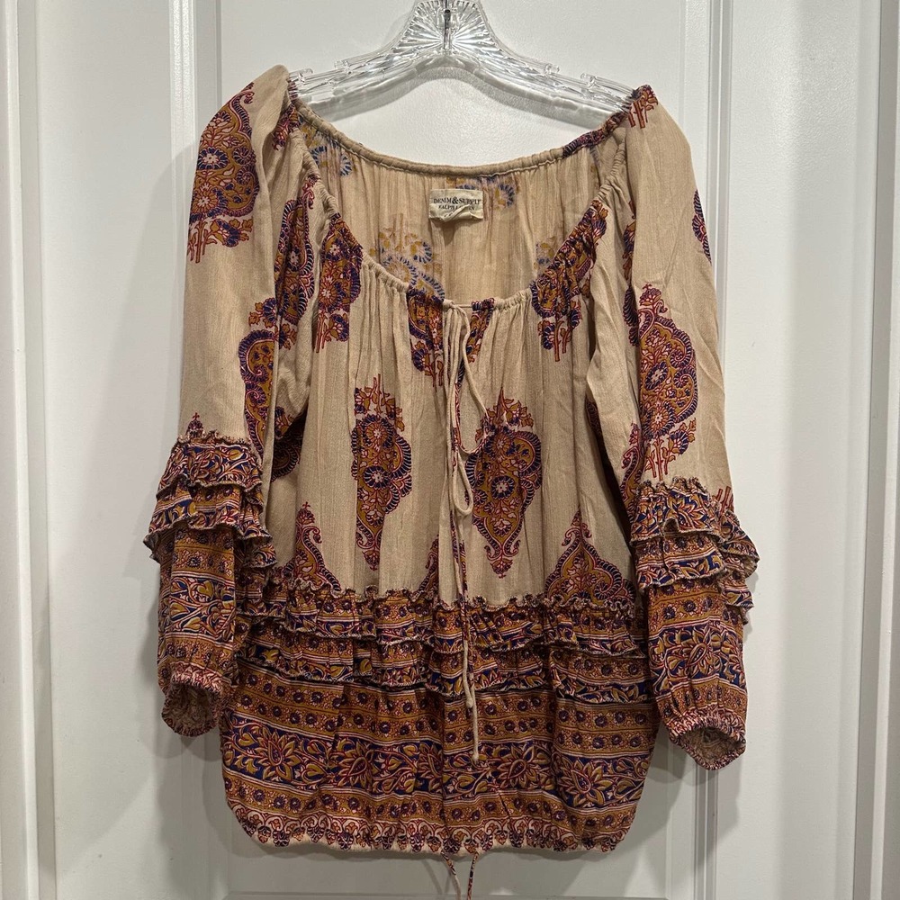 Demin Supply Ralph Lauren XS Oversized Boho Floral Hippy Long Sleeve Festival